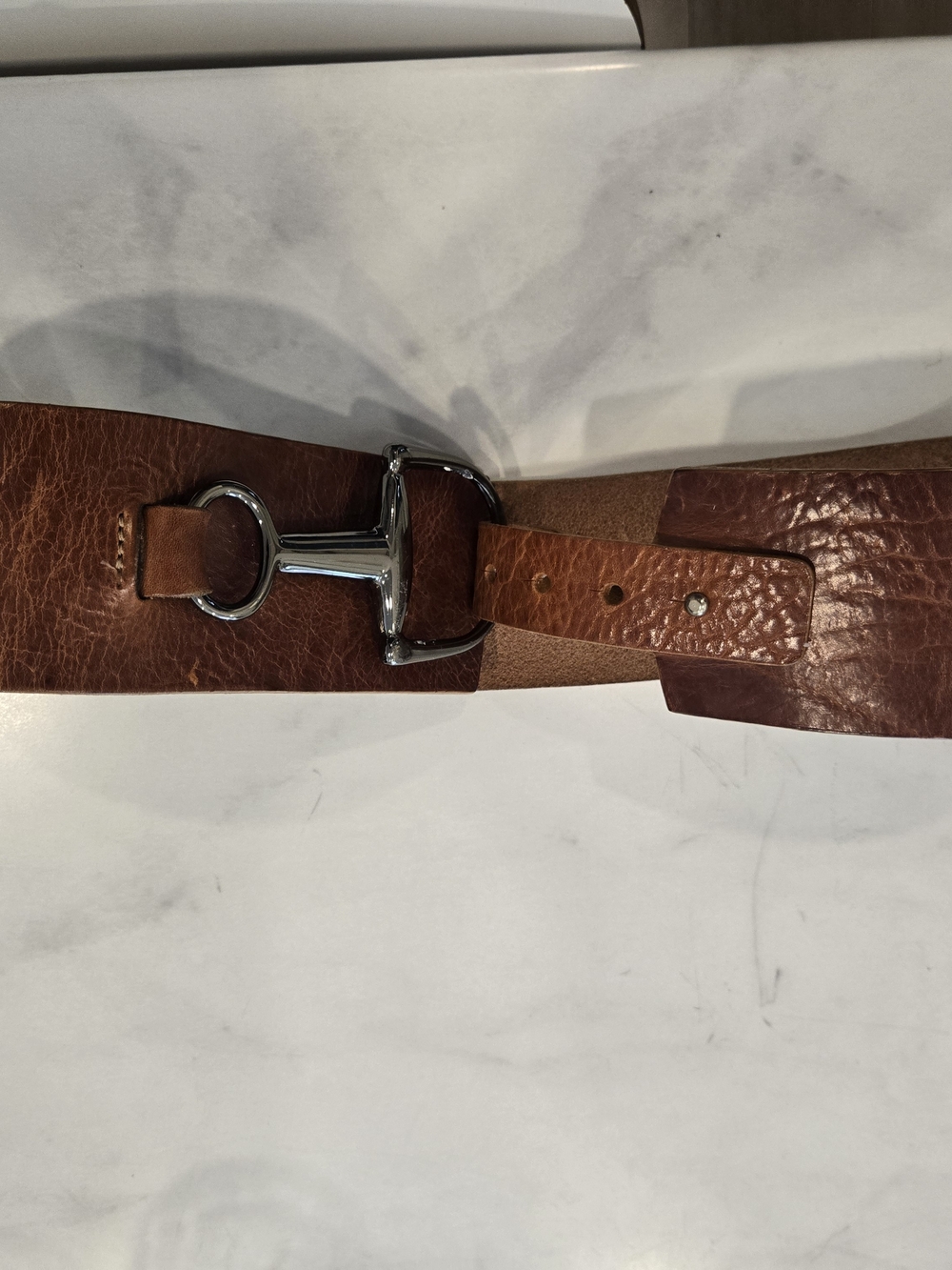 Brave BRAND Brown Leather Womens Belt with  Horsebit Buckle